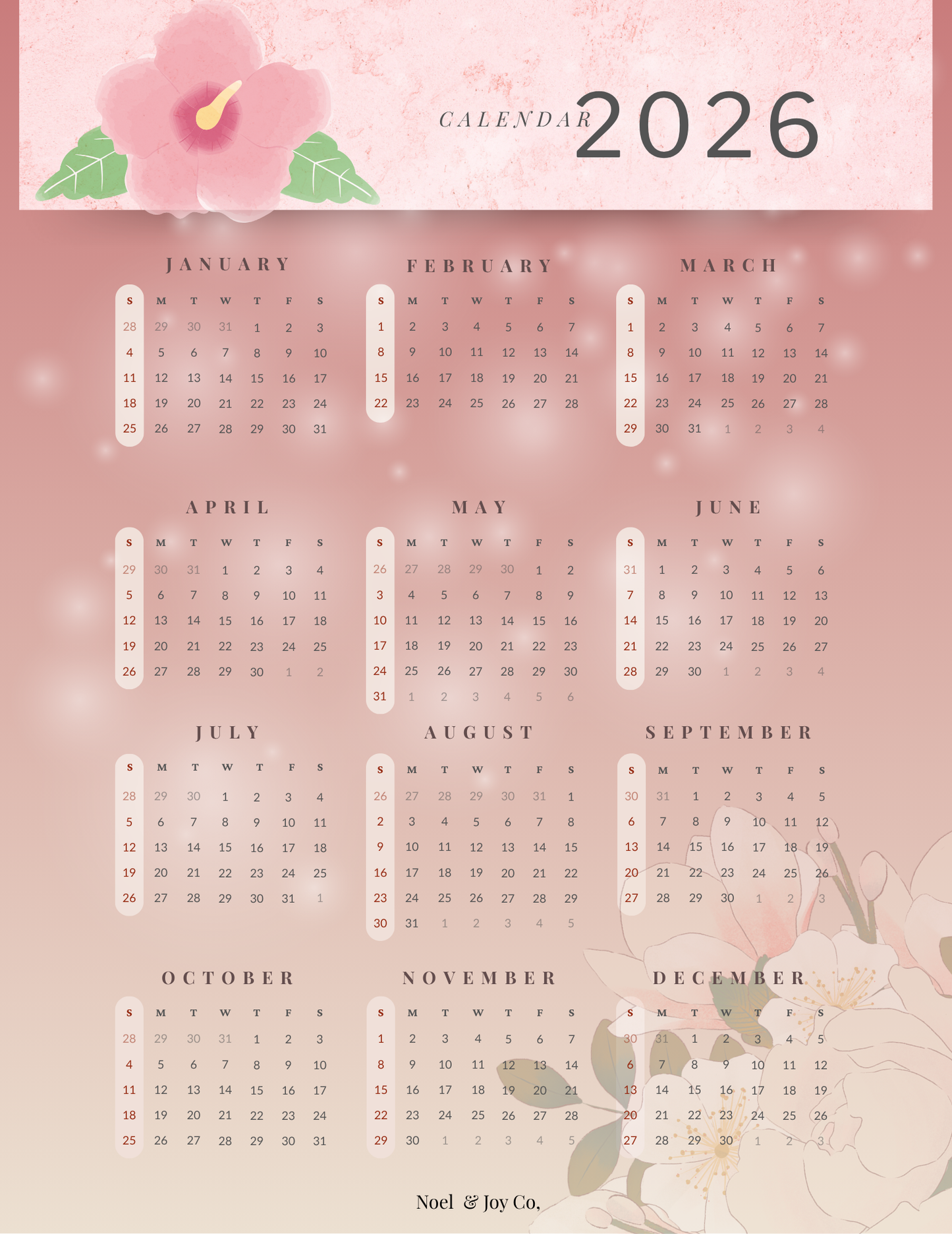 2026 Korean-inspired Digital Calendar