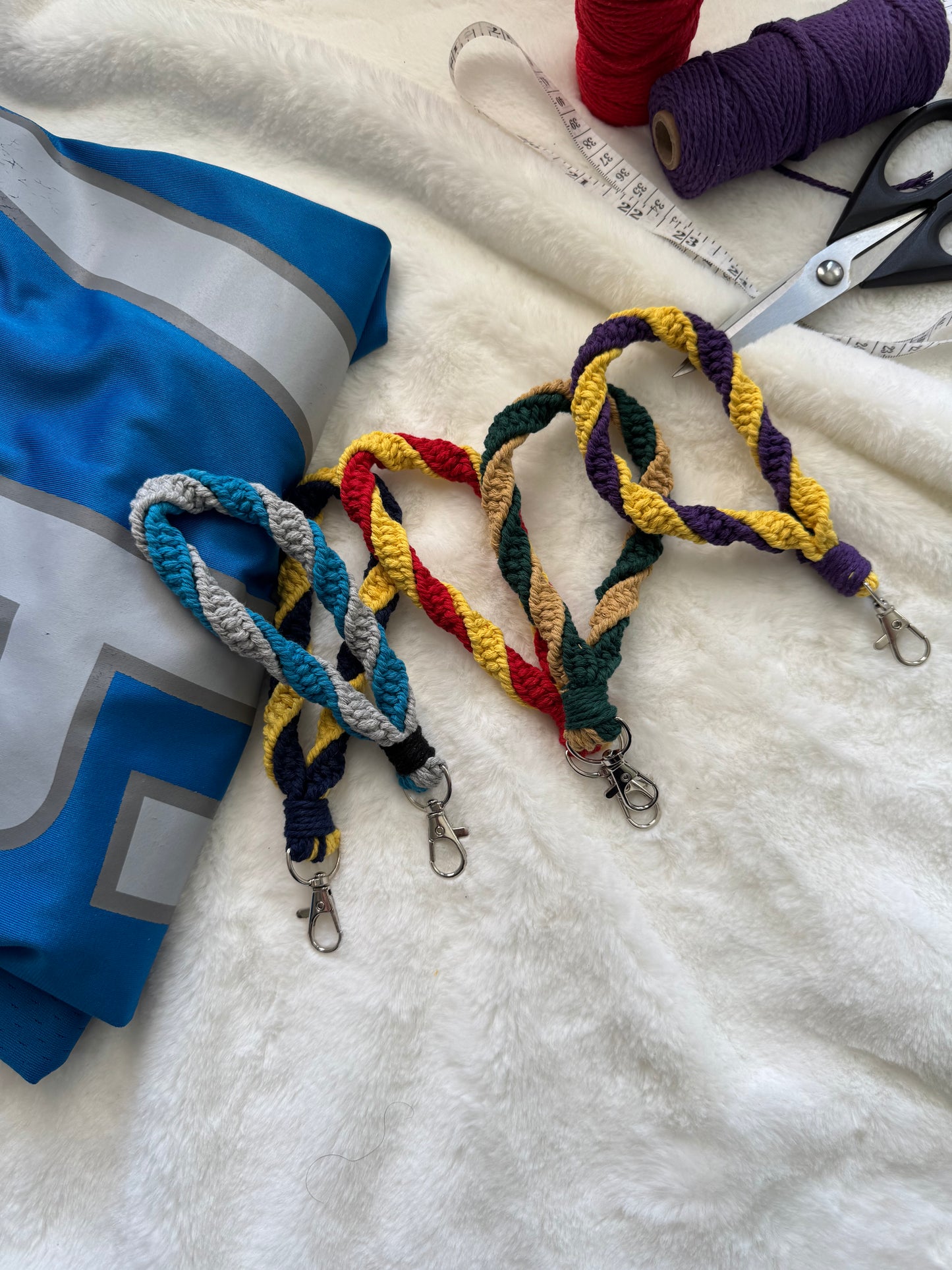 🏈 Team Spirit Macrame Wristlet Keychain